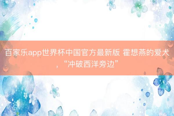 百家乐app世界杯中国官方最新版 霍想燕的爱犬，“冲破西洋旁边”