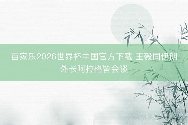 百家乐2026世界杯中国官方下载 王毅同伊朗外长阿拉格皆会谈