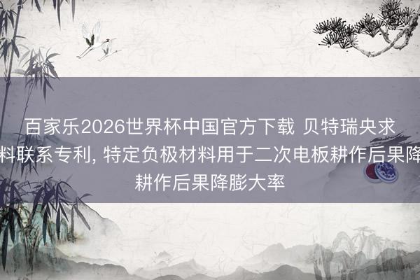 百家乐2026世界杯中国官方下载 贝特瑞央求负极材料联系专利, 特定负极材料用于二次电板耕作后果降膨大率